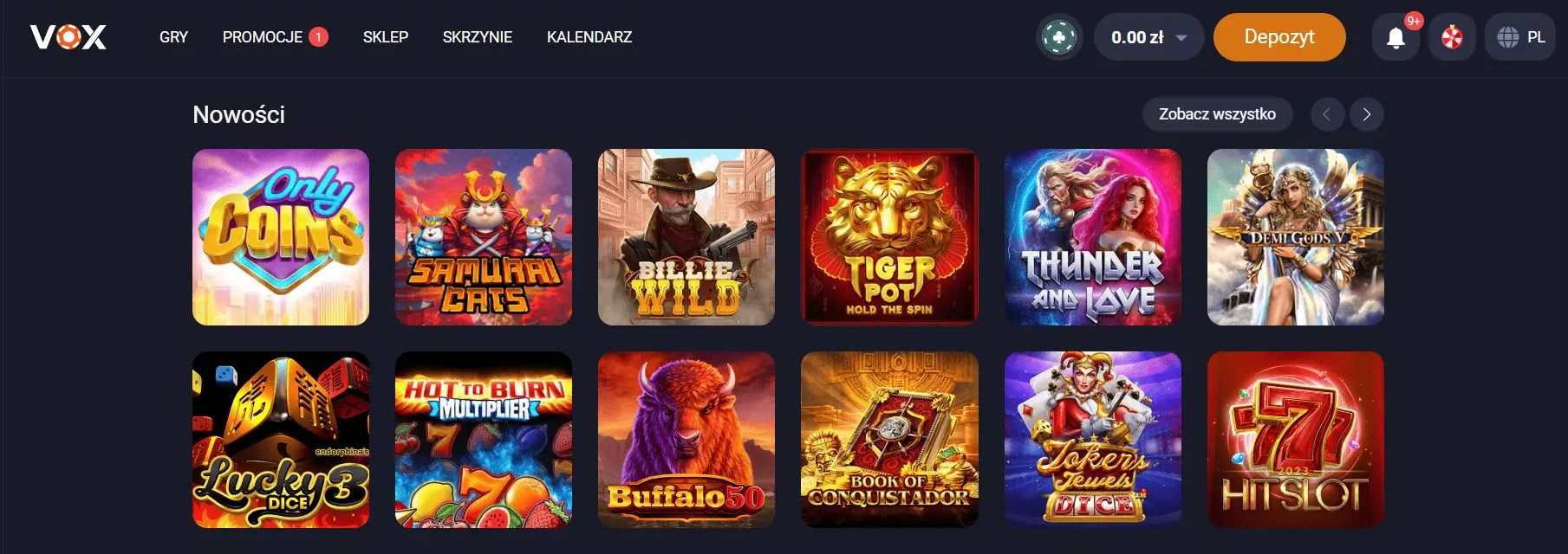 VOX Casino Screenshot