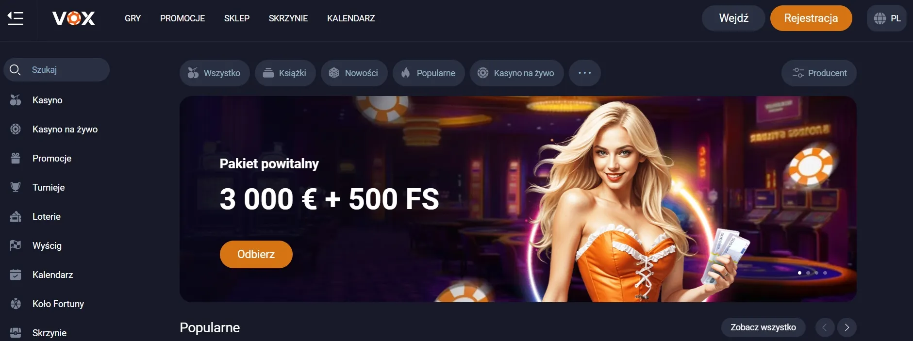 Vox Casino wygląd